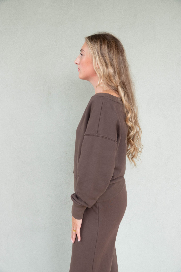 La Vida 2.0 Off the Shoulder Sweatshirt - Earth - Jaffi&