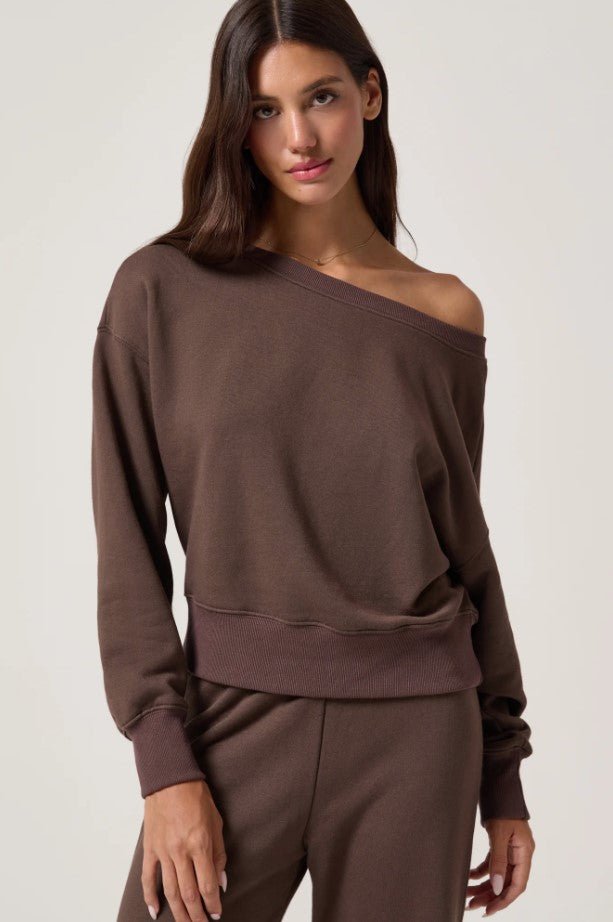 La Vida 2.0 Off the Shoulder Sweatshirt - Earth - Jaffi's