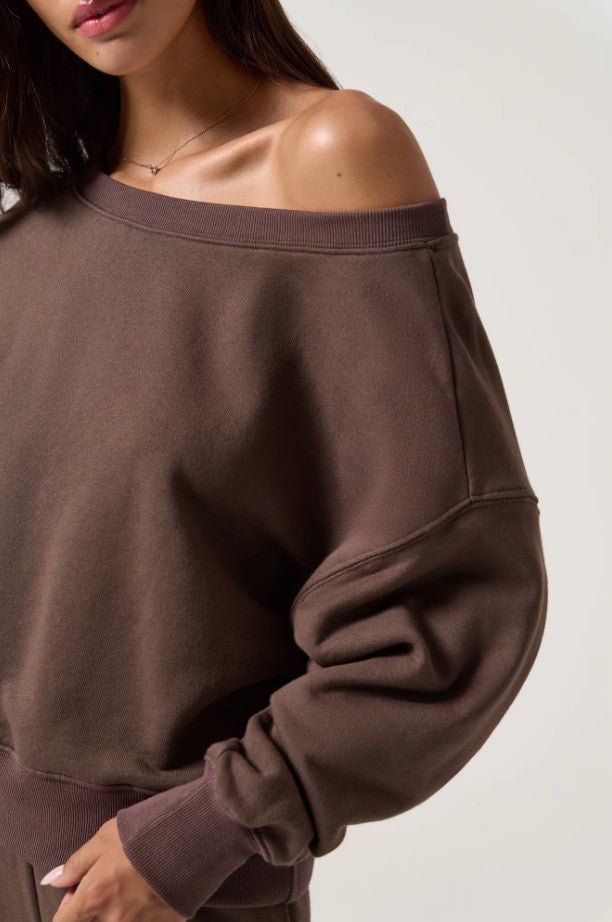 La Vida 2.0 Off the Shoulder Sweatshirt - Earth - Jaffi&