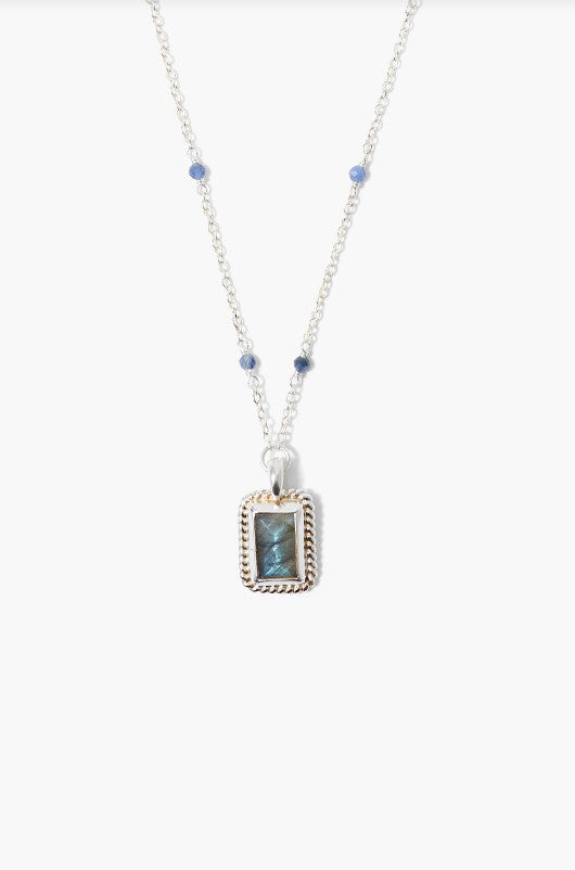 Iolite Labradorite Frame Necklace