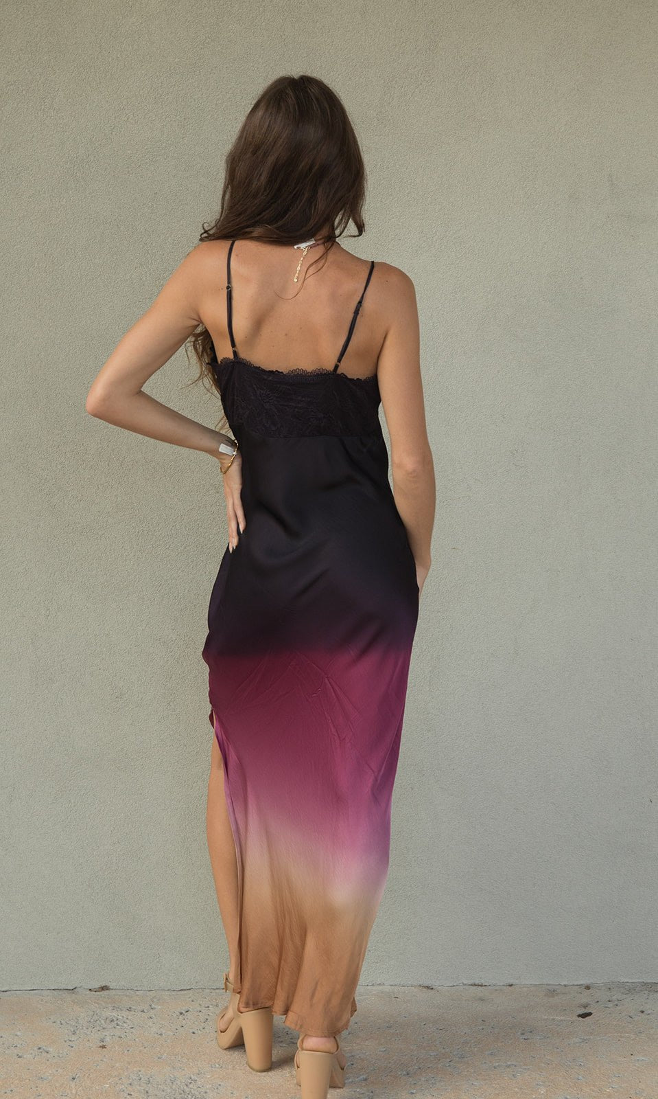 Lacci Slip Dress - Whole Grain Cherry Ombre - Jaffi's