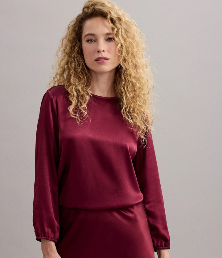 Lali Satin Blouse - Garnet