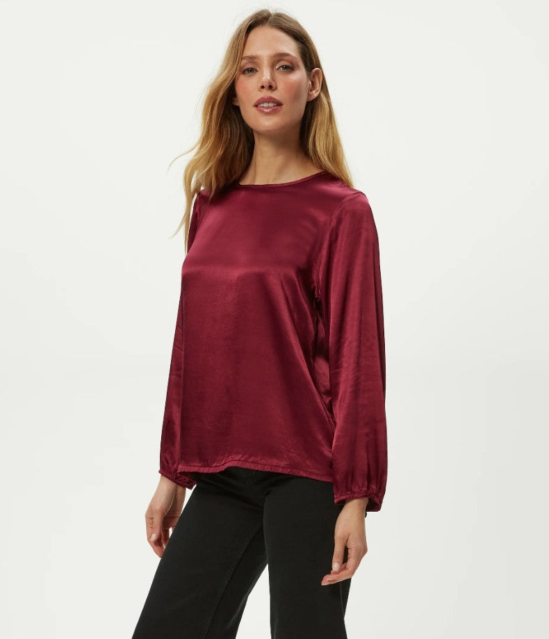 Lali Satin Blouse - Garnet