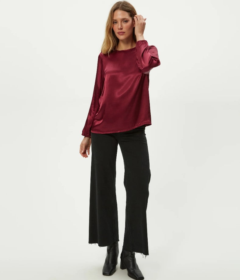 Lali Satin Blouse - Garnet