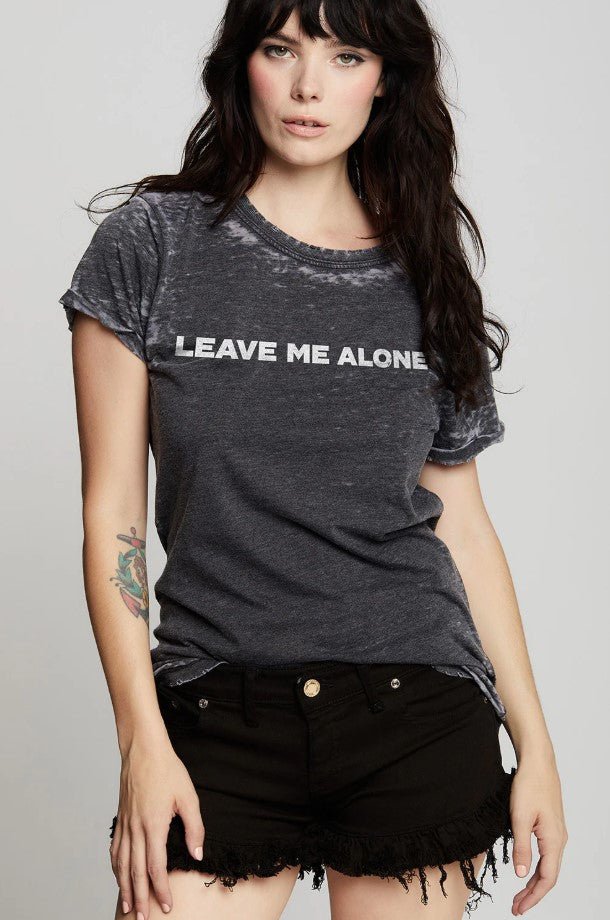 Leave Me Alone Burn Out Tee - Black - Jaffi's