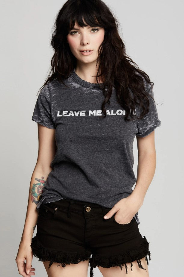 Leave Me Alone Burn Out Tee - Black