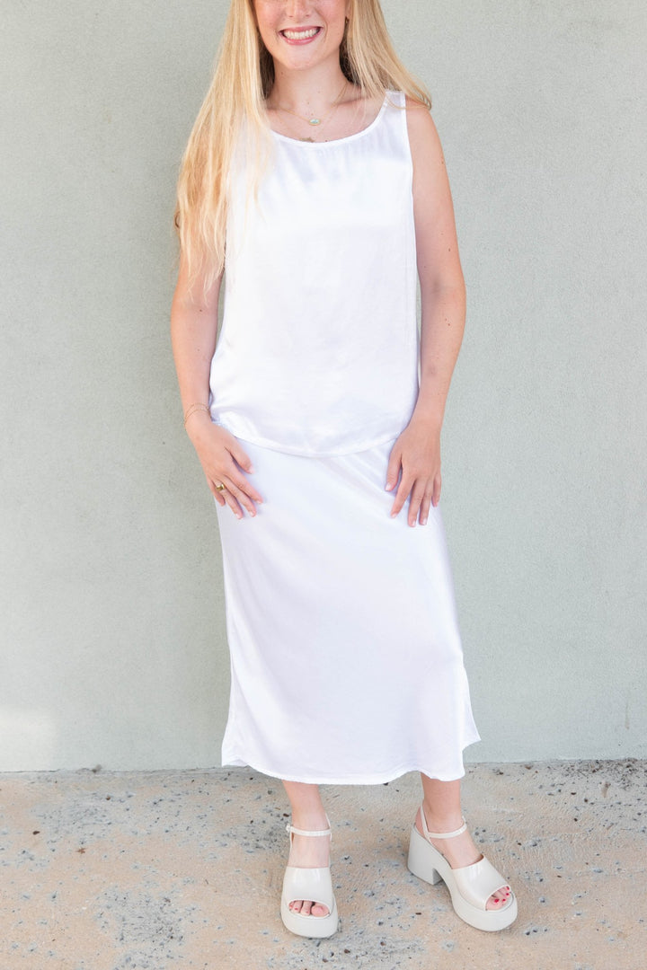 Leila Bias Cut Skirt - Coconut Milk - Jaffi&