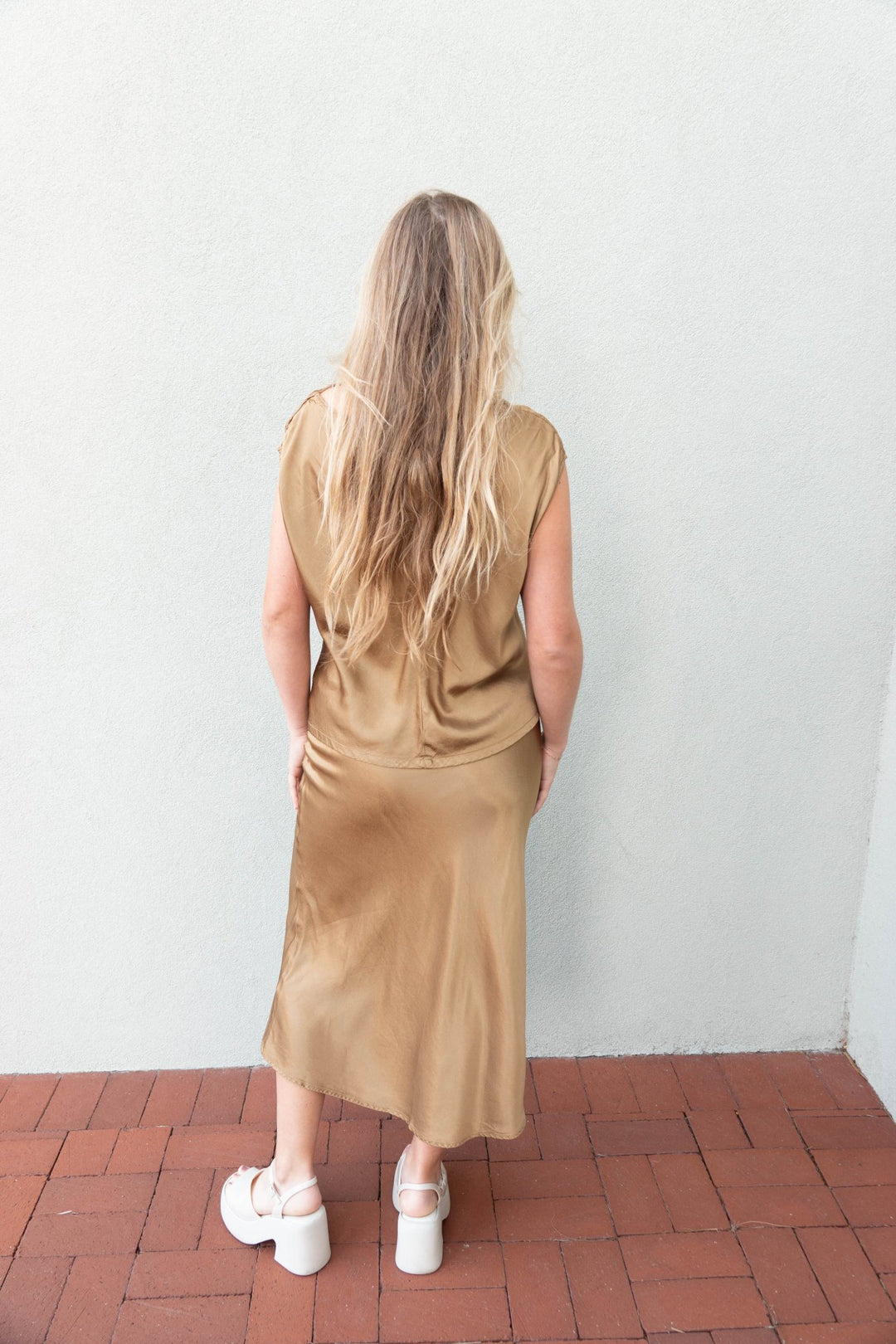 Leila Bias Cut Skirt - Gold - Jaffi&