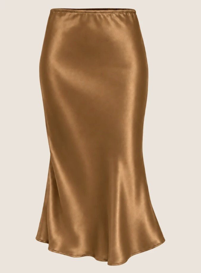 Leila Bias Cut Skirt - Gold - Jaffi's