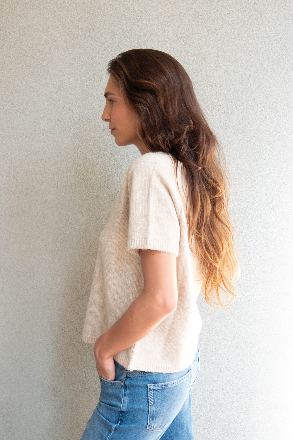 Leo V Neck Sweater - Dune - Jaffi's