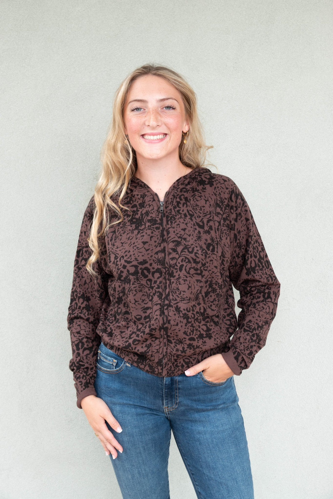 Leopard Knit Shiloh Hoodie - Earth - Jaffi's