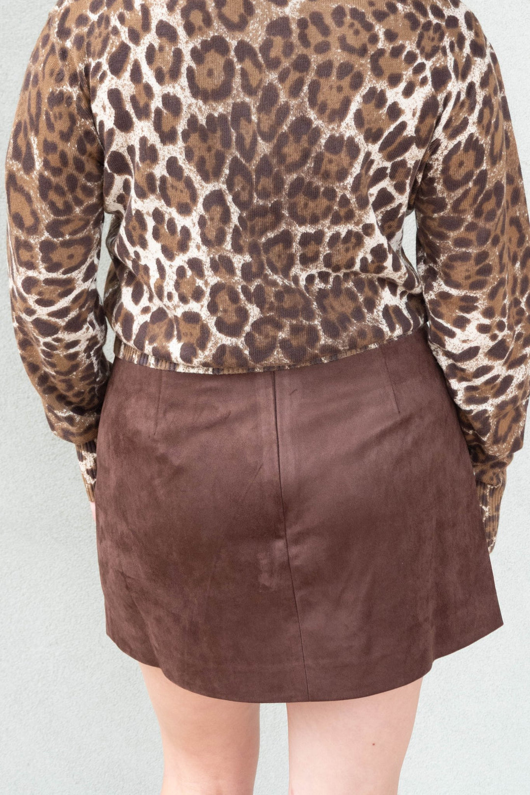 Lian Mini Faux Suede Skirt - Dark Brown - Jaffi&