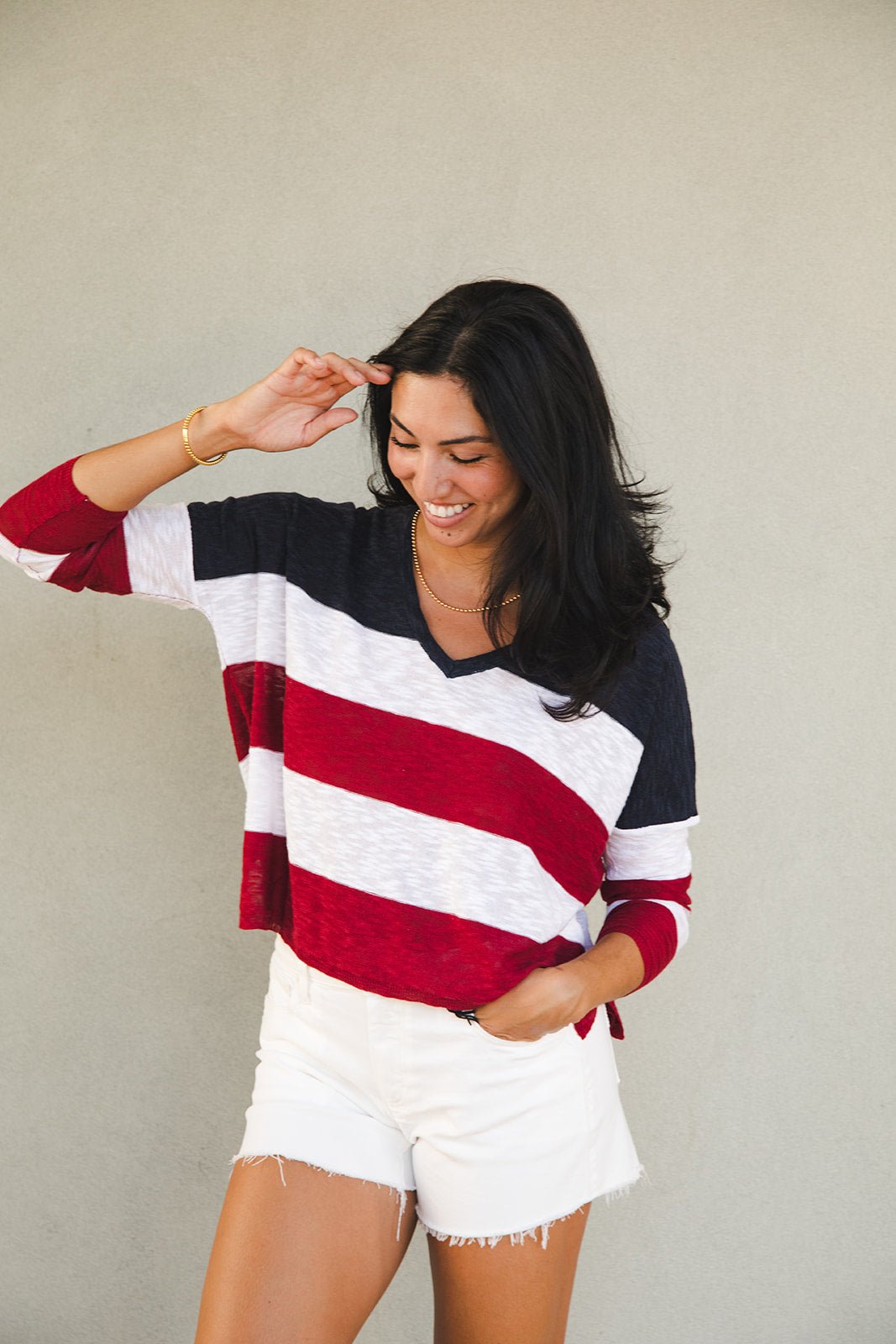 Liberty Stripe Knit Sweater - Midnight Blue - Jaffi's