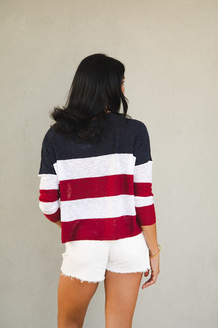 Liberty Stripe Knit Sweater - Midnight Blue - Jaffi's