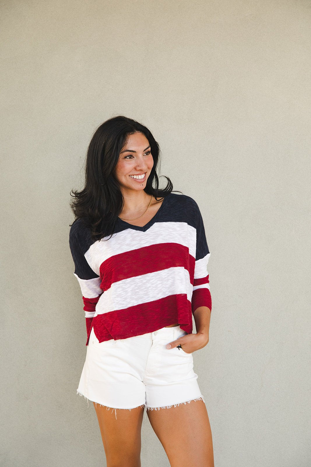 Liberty Stripe Knit Sweater - Midnight Blue - Jaffi's