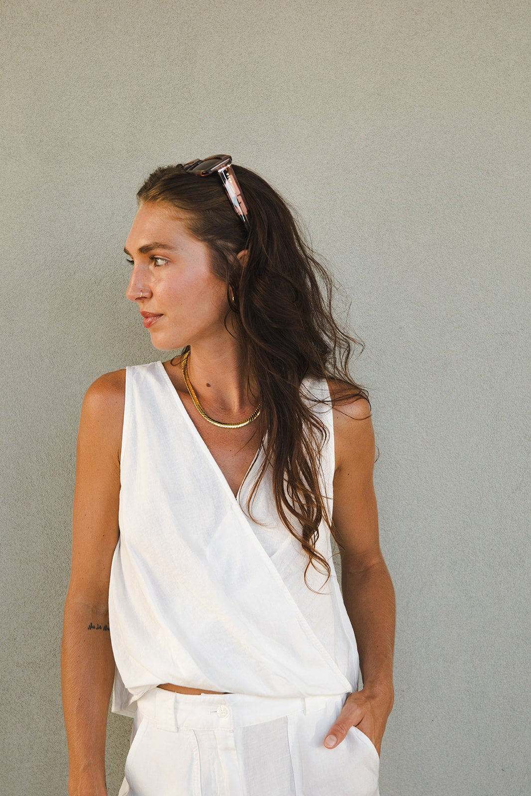 Liko Draped Tank - Bone - Jaffi's