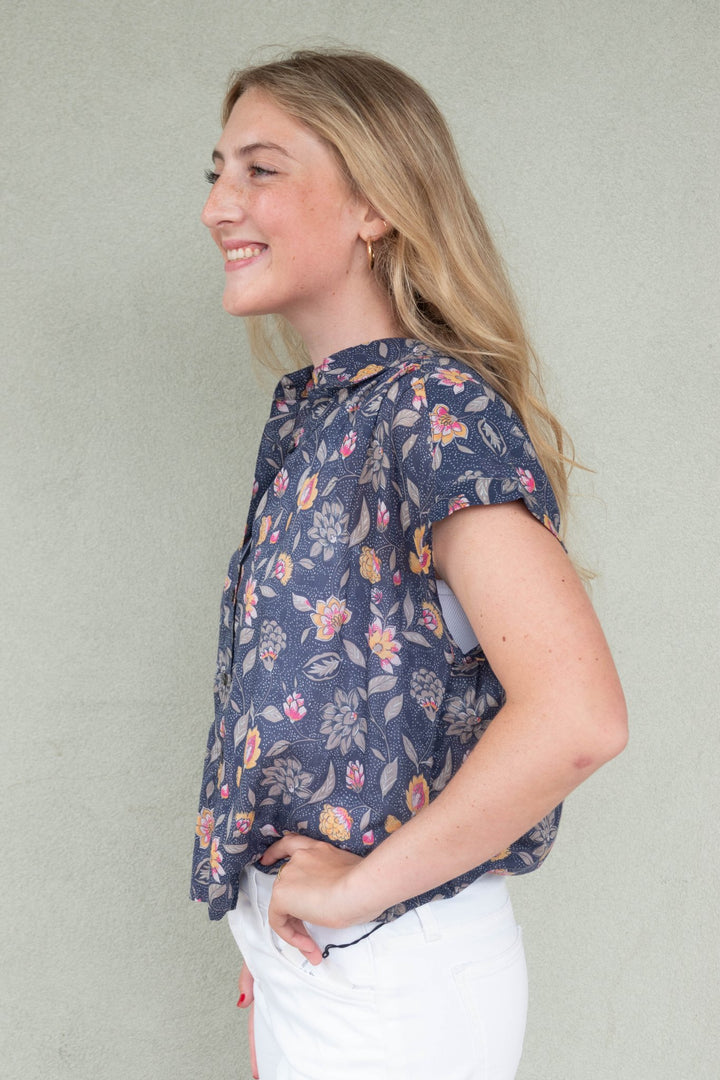 Liliane Short Sleeve Button Down - Noctural Floral - Jaffi's