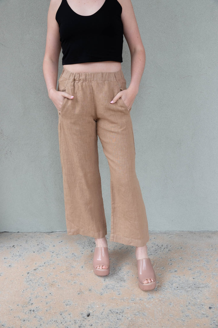 Linen Clean Front Crop - Sand - Jaffi's