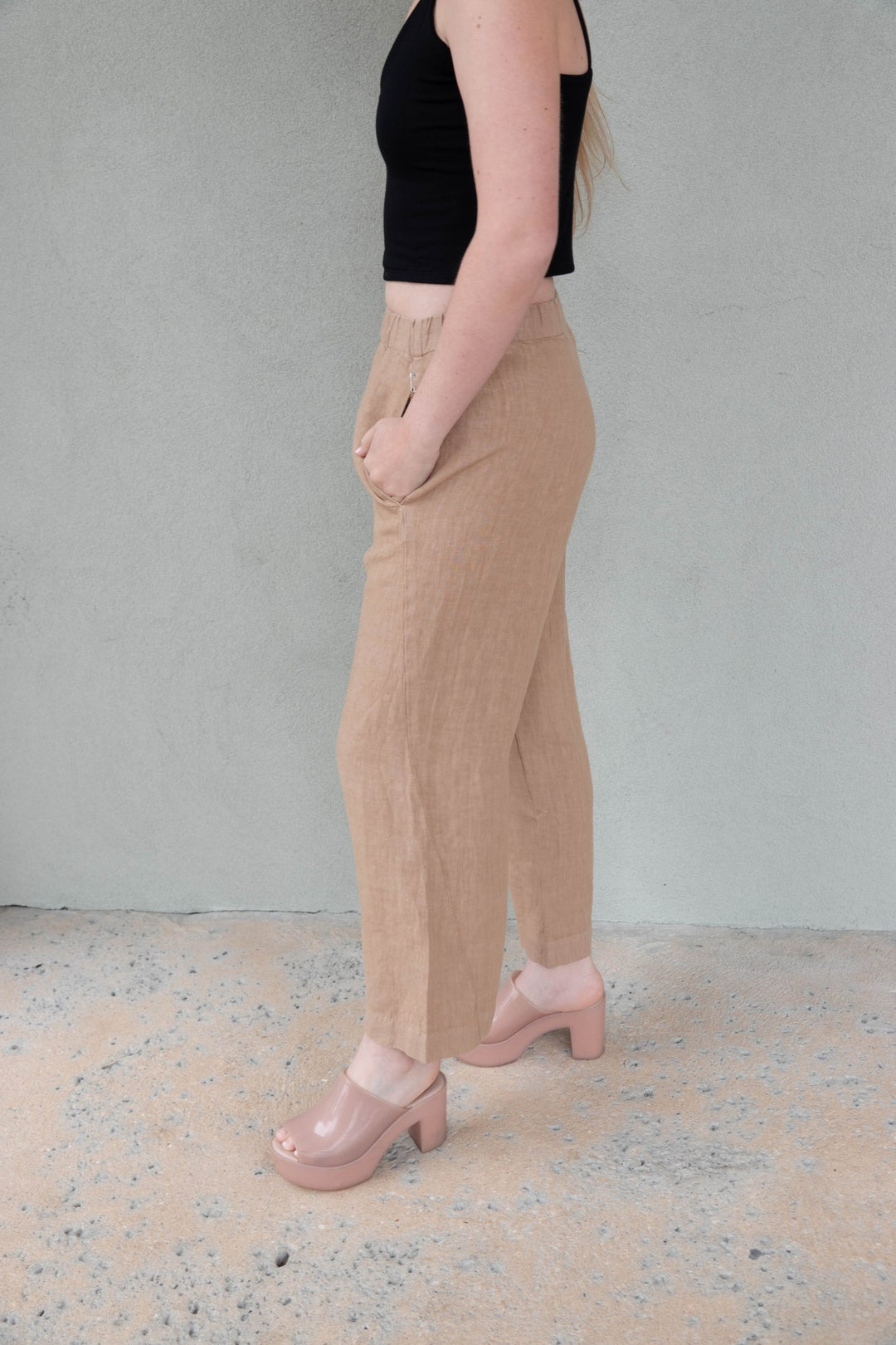 Linen Clean Front Crop - Sand - Jaffi's