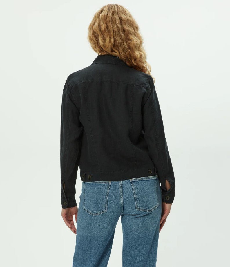 Linen Jean Trucker Jacket - Black - Jaffi's