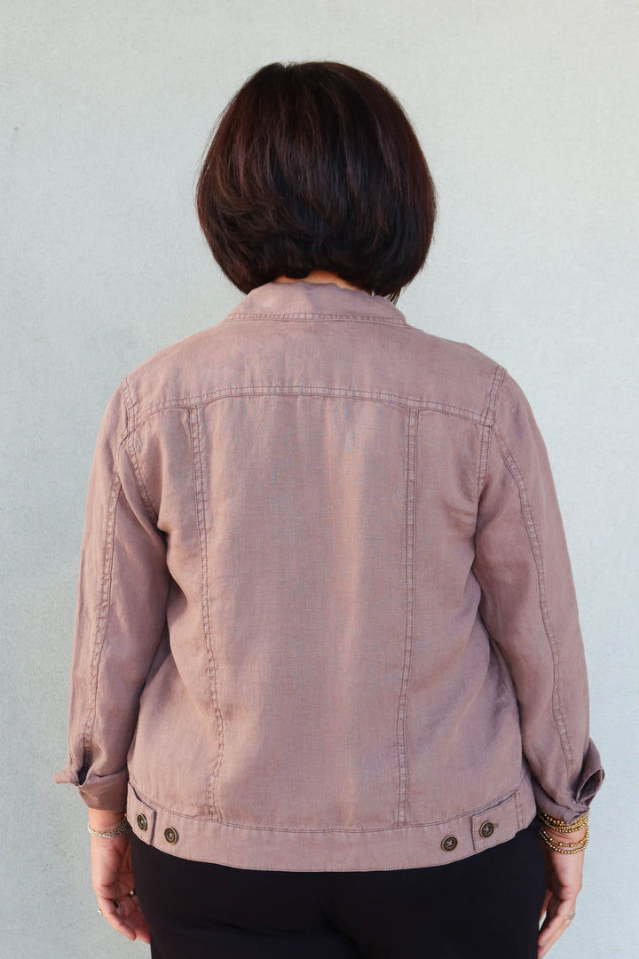 Linen Jean Trucker Jacket - Quicksand - Jaffi's