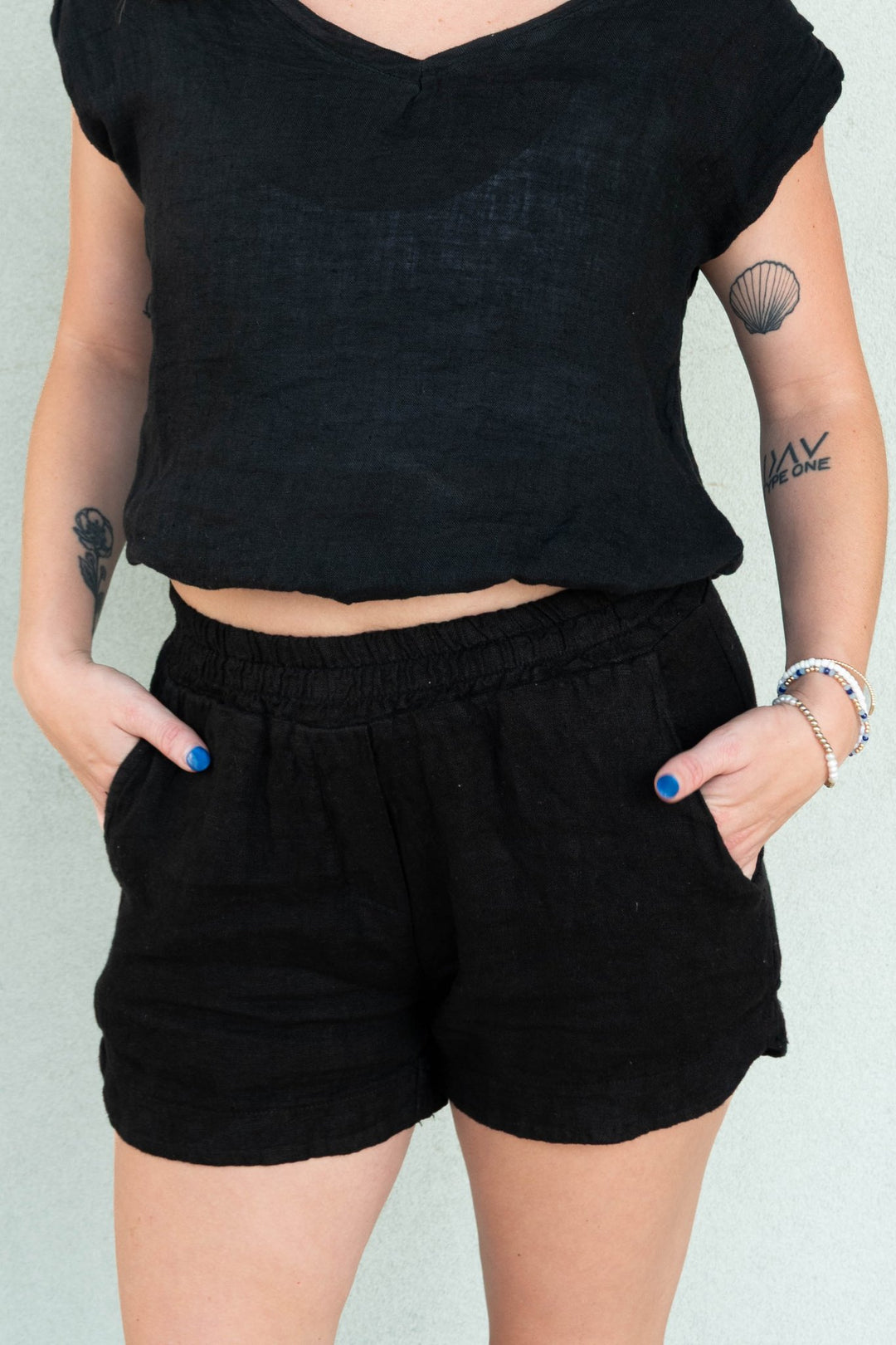 Linen Pocket Short - Black - Jaffi&
