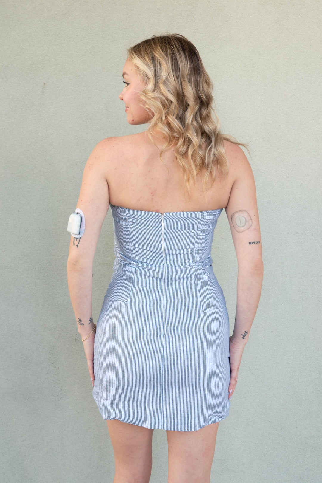Linen Tube Mini Dress - Denim - Jaffi's