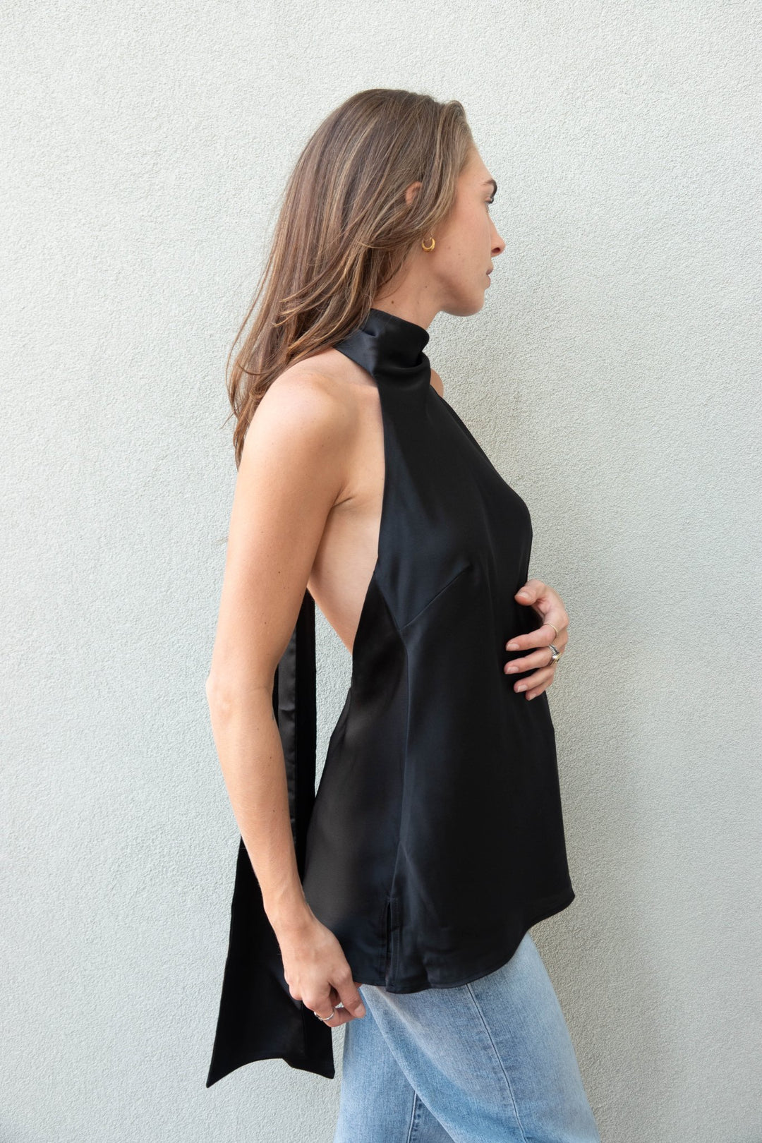 Lisa Satin Top - Black - Jaffi&