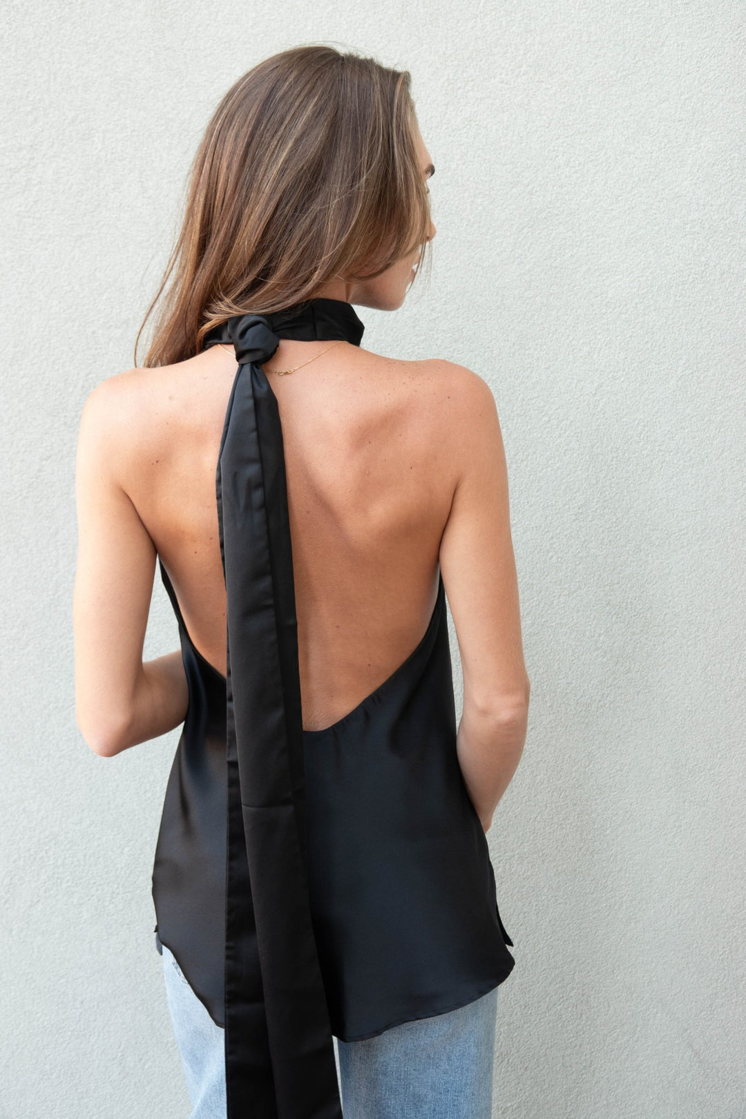 Lisa Satin Top - Black - Jaffi&
