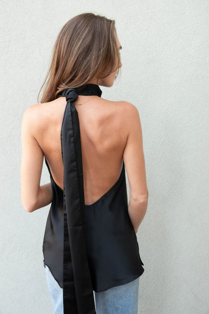 Lisa Satin Top - Black - Jaffi&