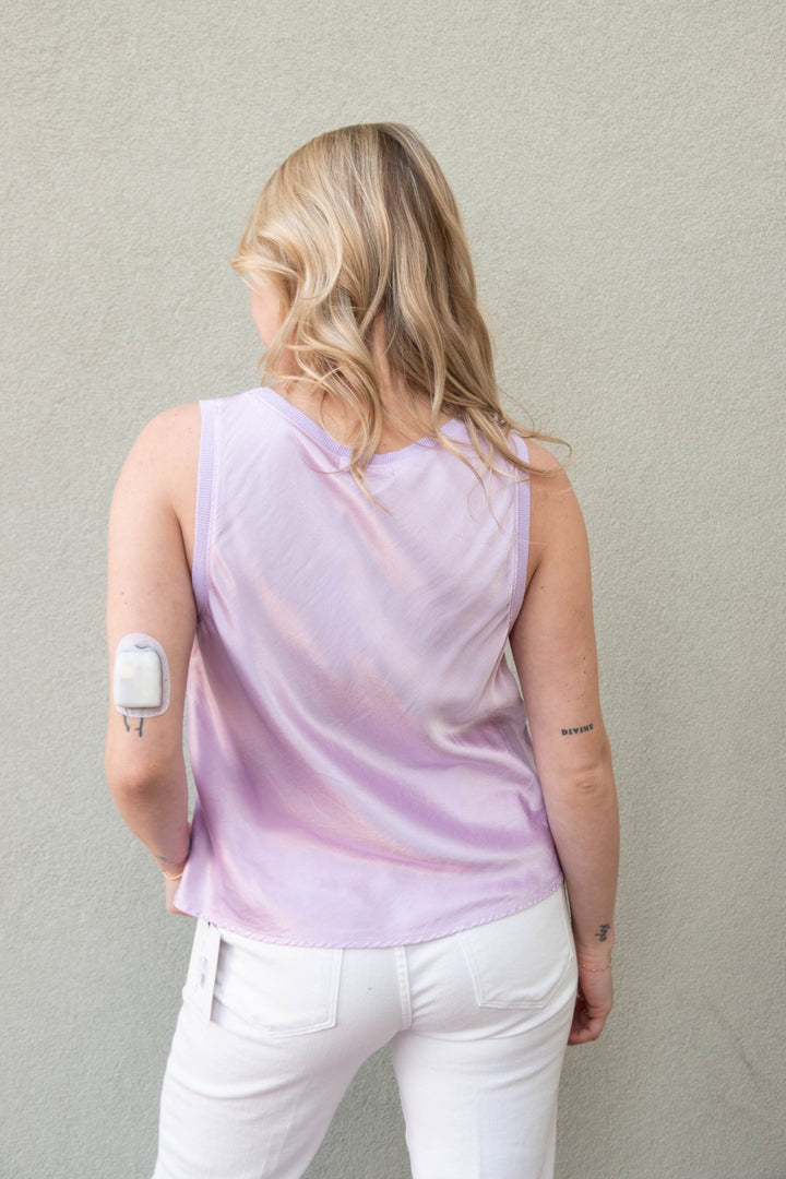 Liz Satin V Neck Tank - Whimsy - Jaffi's