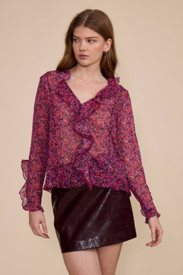 Liza Ruffle Top - Magenta Floral - Jaffi's