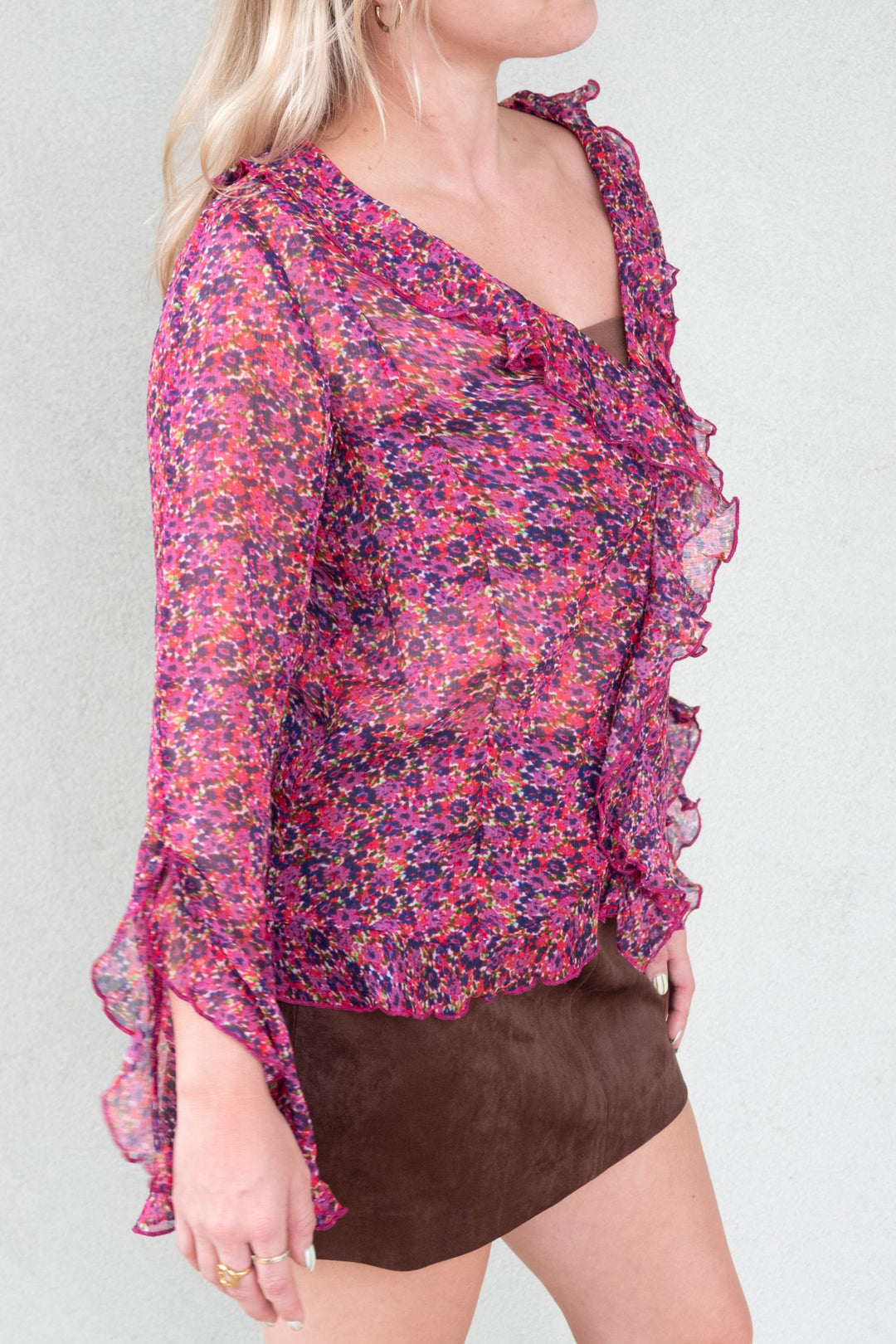 Liza Ruffle Top - Magenta Floral - Jaffi&