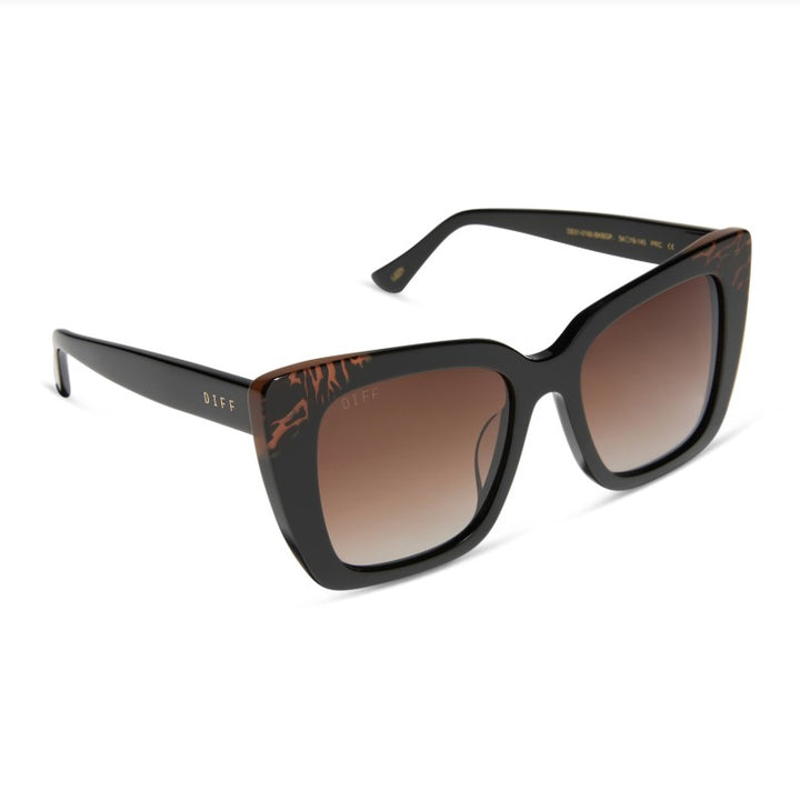 Lizzy Sunglasses - Black + Brown Gradient Polarized