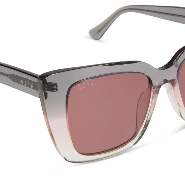 Lizzy Sunglasses - Smoke to Vintage Rose Crystal Ombre + Mauve