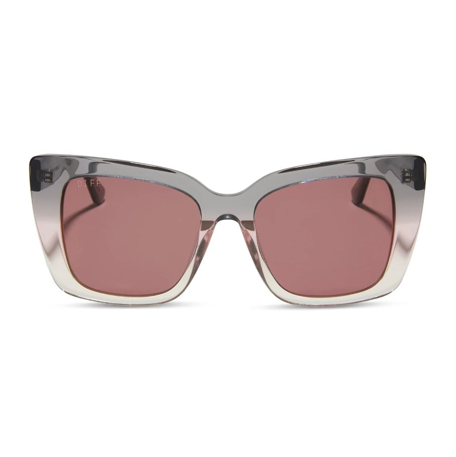 Lizzy Sunglasses - Smoke to Vintage Rose Crystal Ombre + Mauve