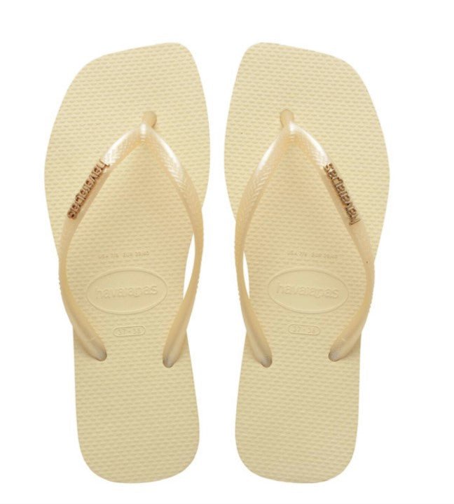 Logo Metallic Square Slim Flip Flop - Buttercream - Jaffi's