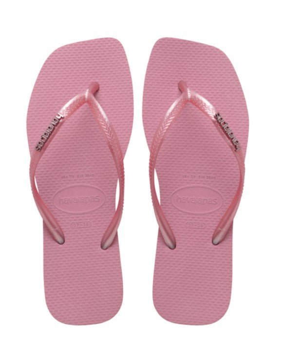 Logo Metallic Square Slim Flip Flop - Rose Chiffon - Jaffi's