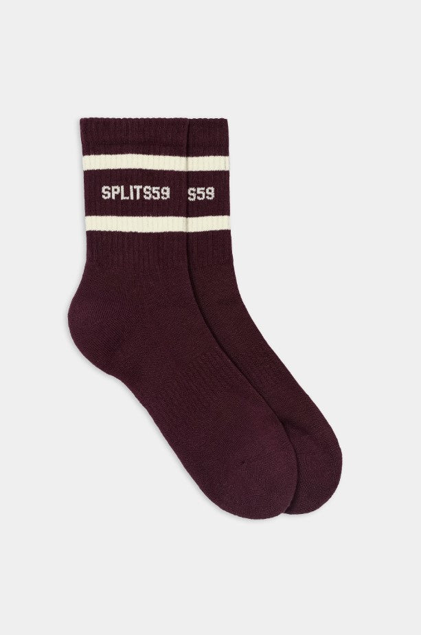 Logo Stripe Ankle Socks - Dark Cherry/Creme - Jaffi&
