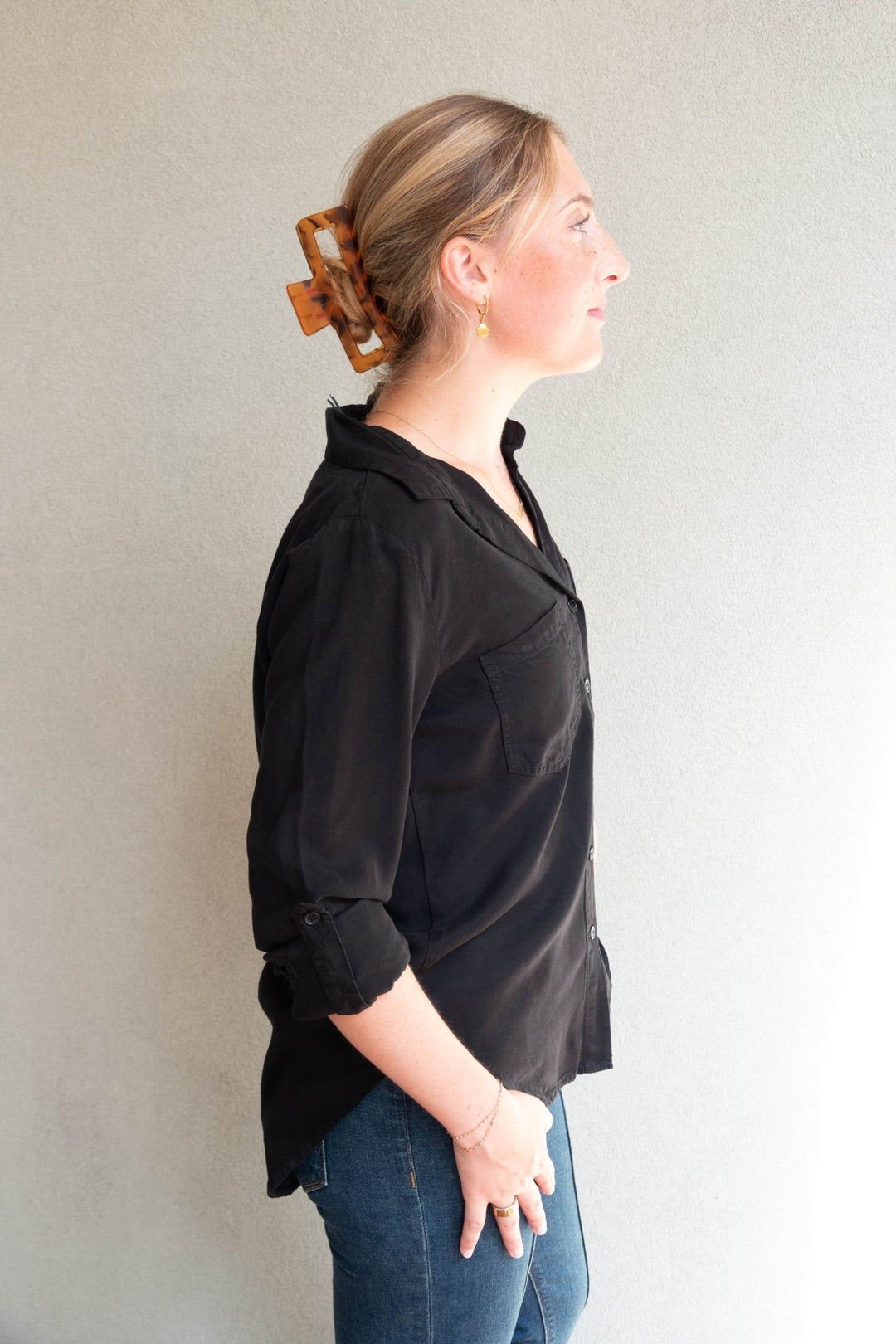 Lola Jersey Button Down Shirt - Thunder - Jaffi&