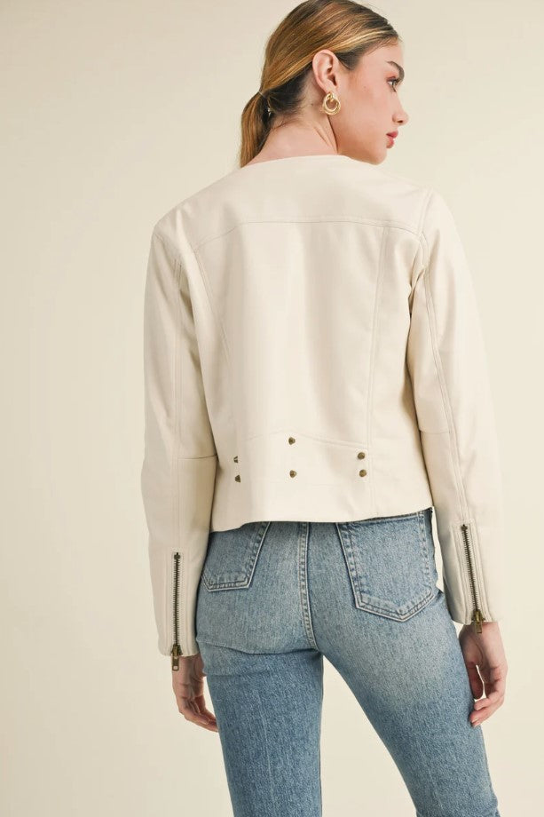Lola Faux Leather Jacket - Cream