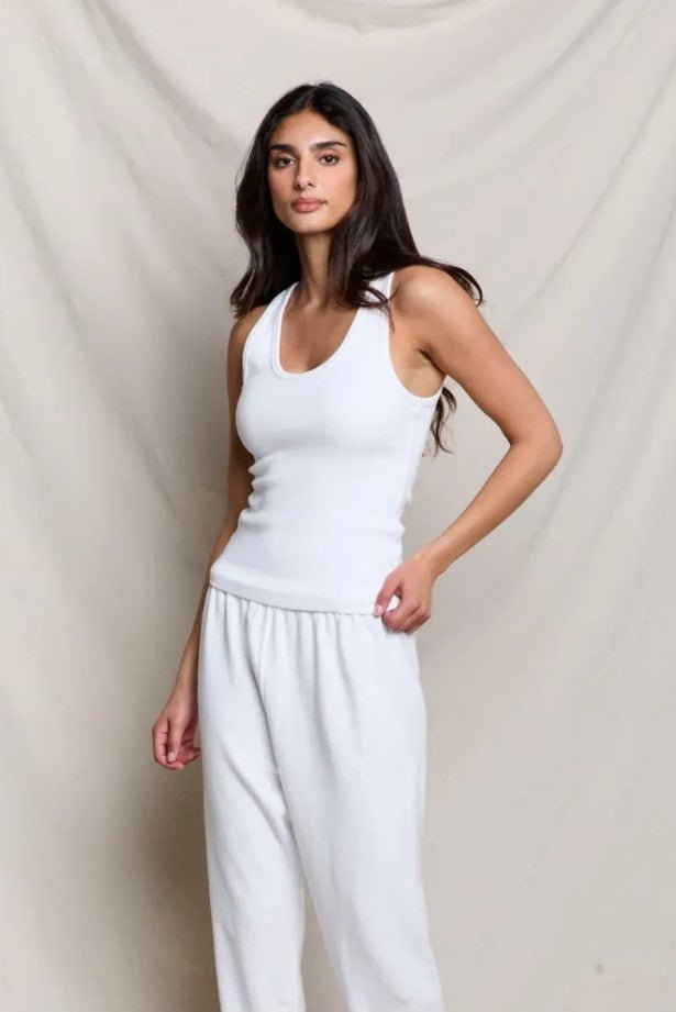 Long Blondie Tank - White - Jaffi's