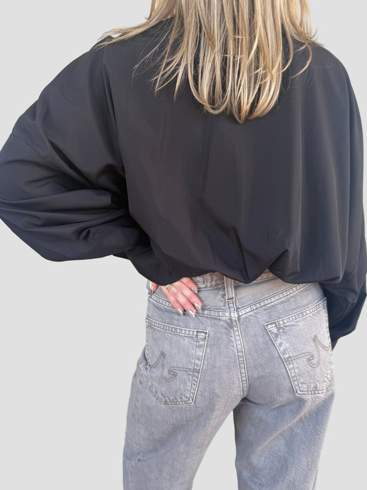Long Sleeve Shirting Bodysuit - Black - Jaffi's