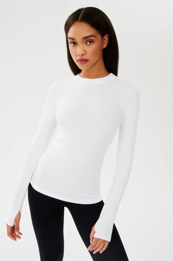 Louise Rib Long Sleeve - White