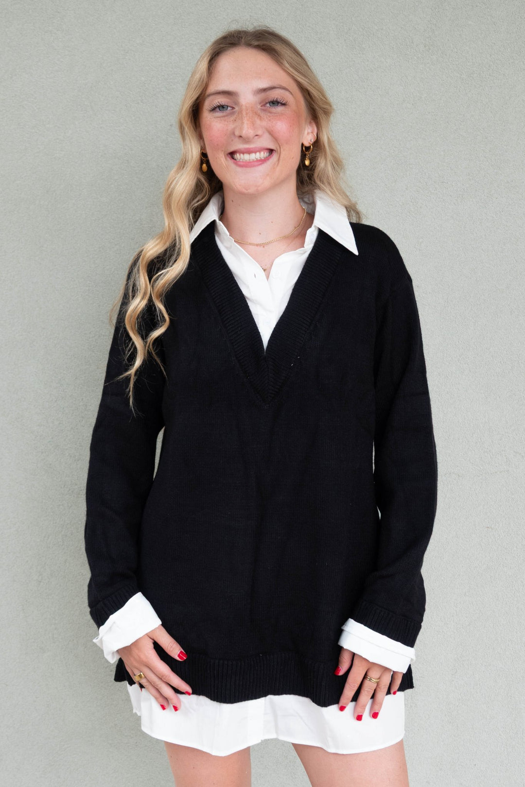 Lyle Collared Sweater Dress - Jaffi's