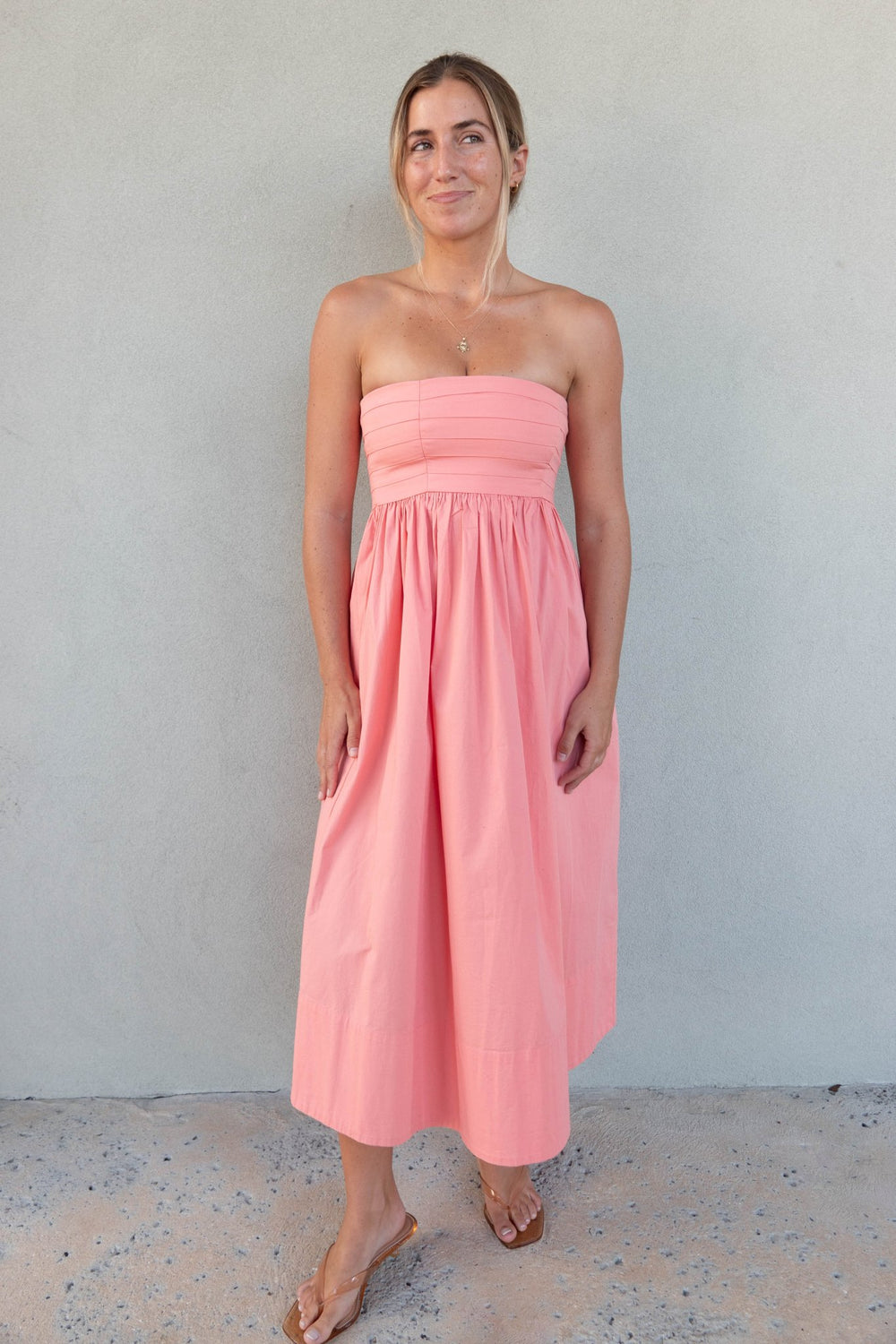Madeline Midi Dress - Sunset Coral - Jaffi's