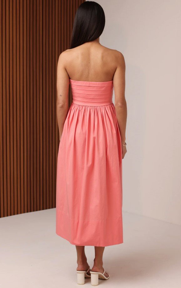 Madeline Midi Dress - Sunset Coral - Jaffi's