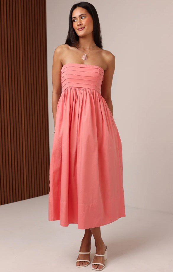 Madeline Midi Dress - Sunset Coral - Jaffi's