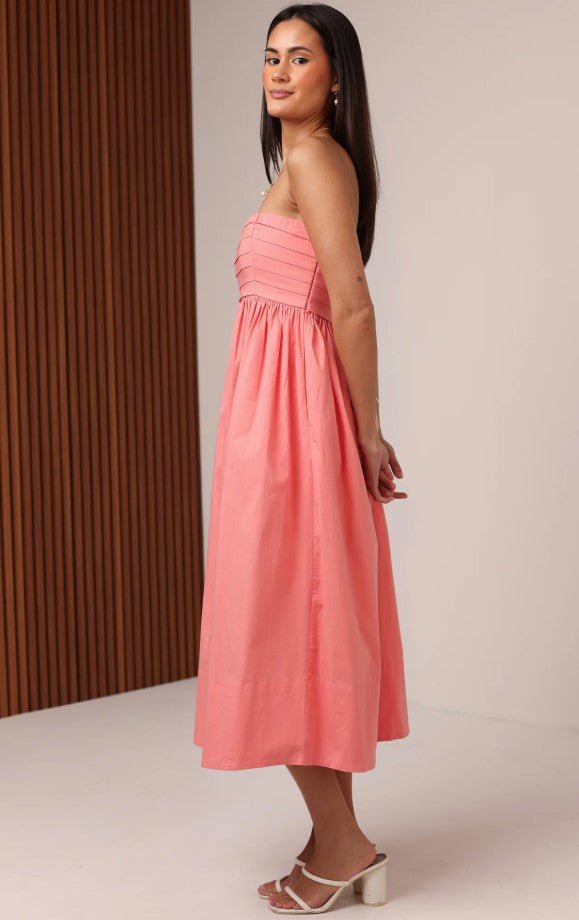 Madeline Midi Dress - Sunset Coral - Jaffi's