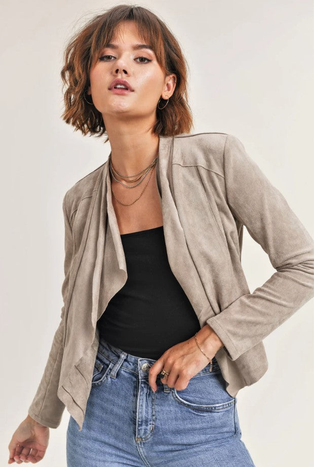 Madison Faux Suede Jacket - Taupe